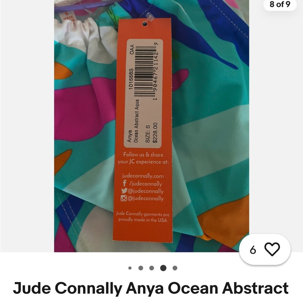 Jude Connally Anya Abstract Aqua Midi Dress XS Pink Blue Orange Beach - Picture 9 of 9